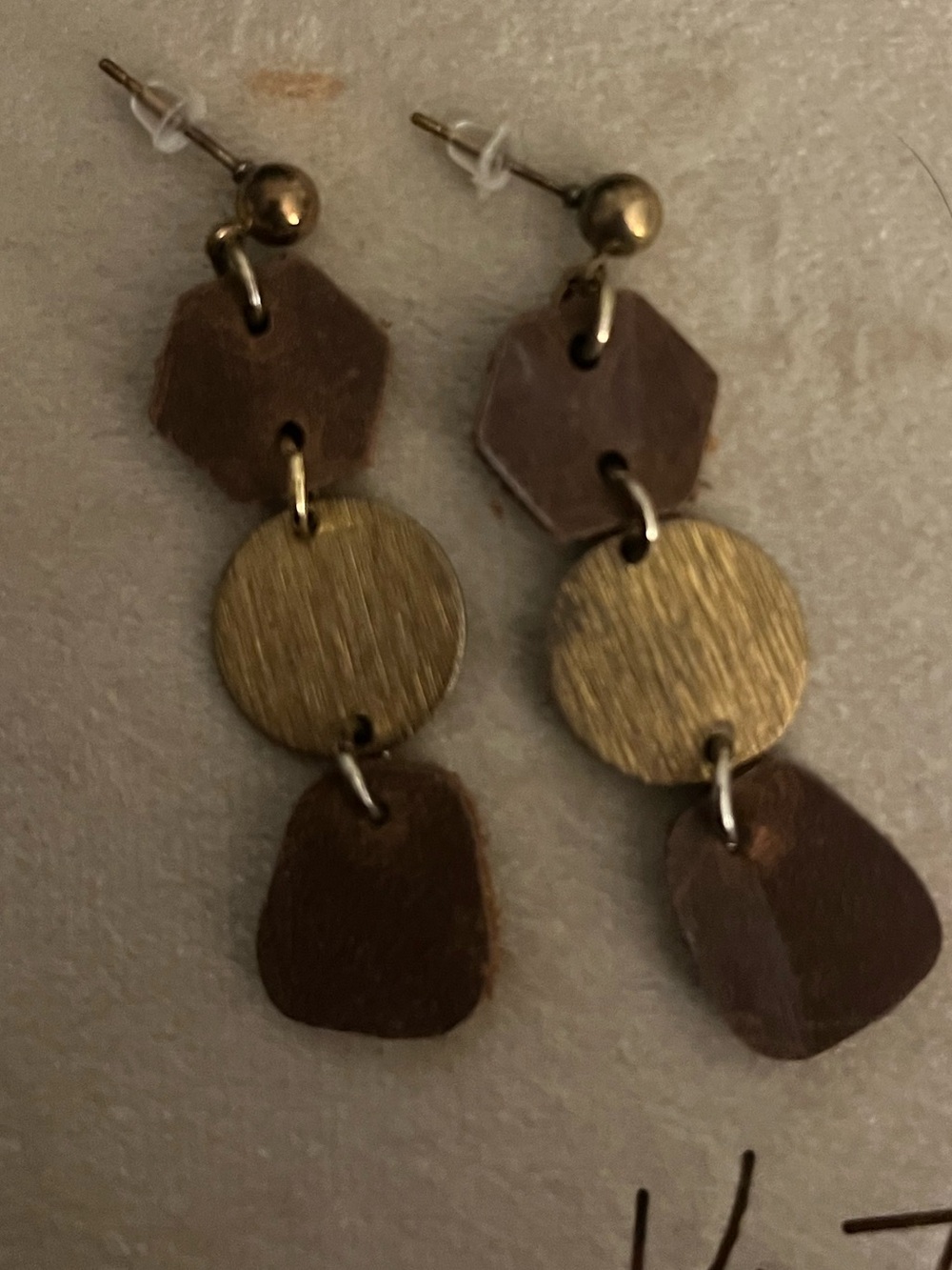 Brown and Gold Drop Earrings